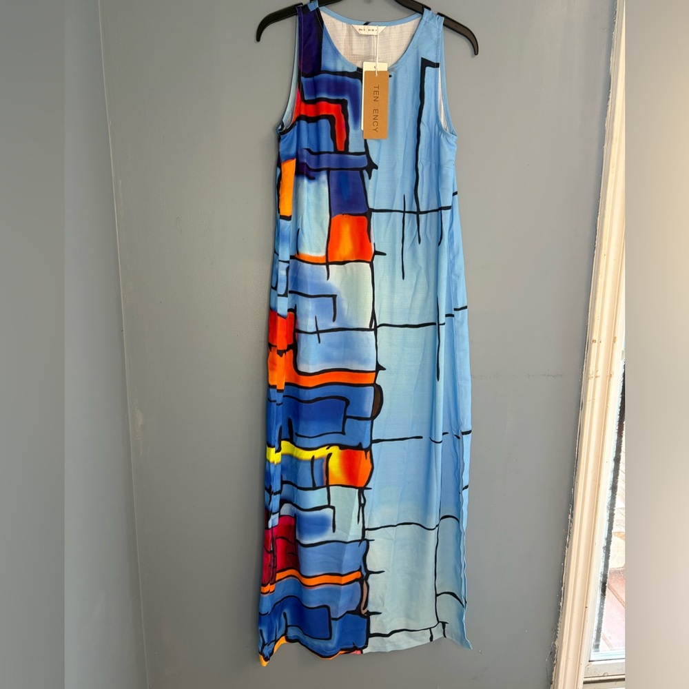 Tensency Vibrant Blue and Orange Maxi Dress NWT!!